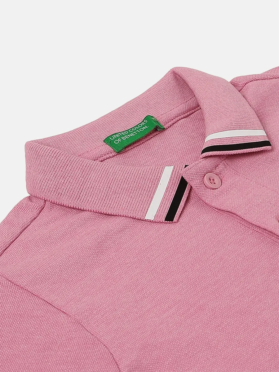 UCB pink cotton plain polo t shirt