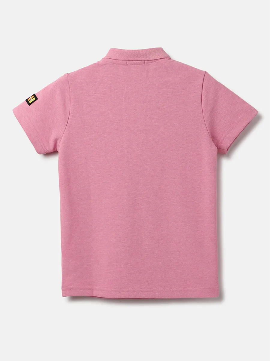 UCB pink cotton plain polo t shirt