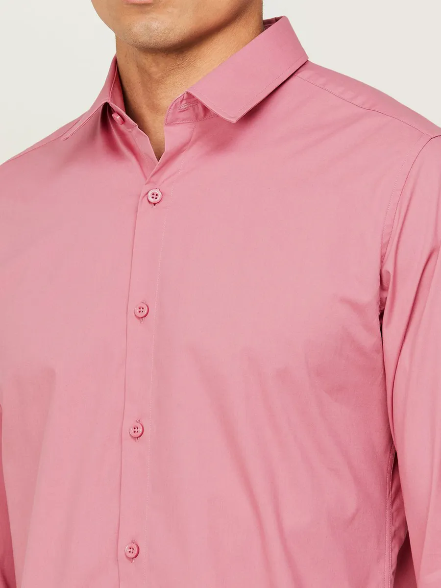 UCB pink plain cotton shirt