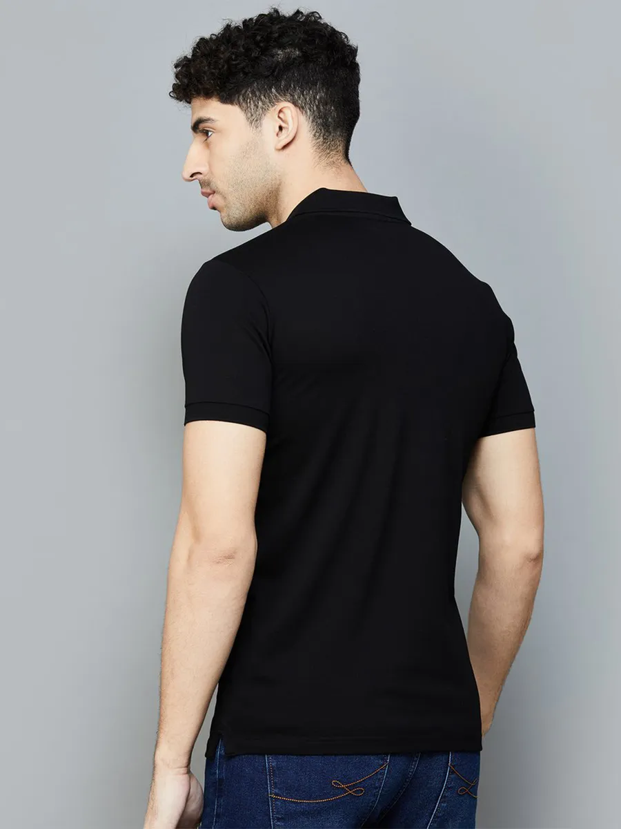 UCB plain black cotton polo t-shirt