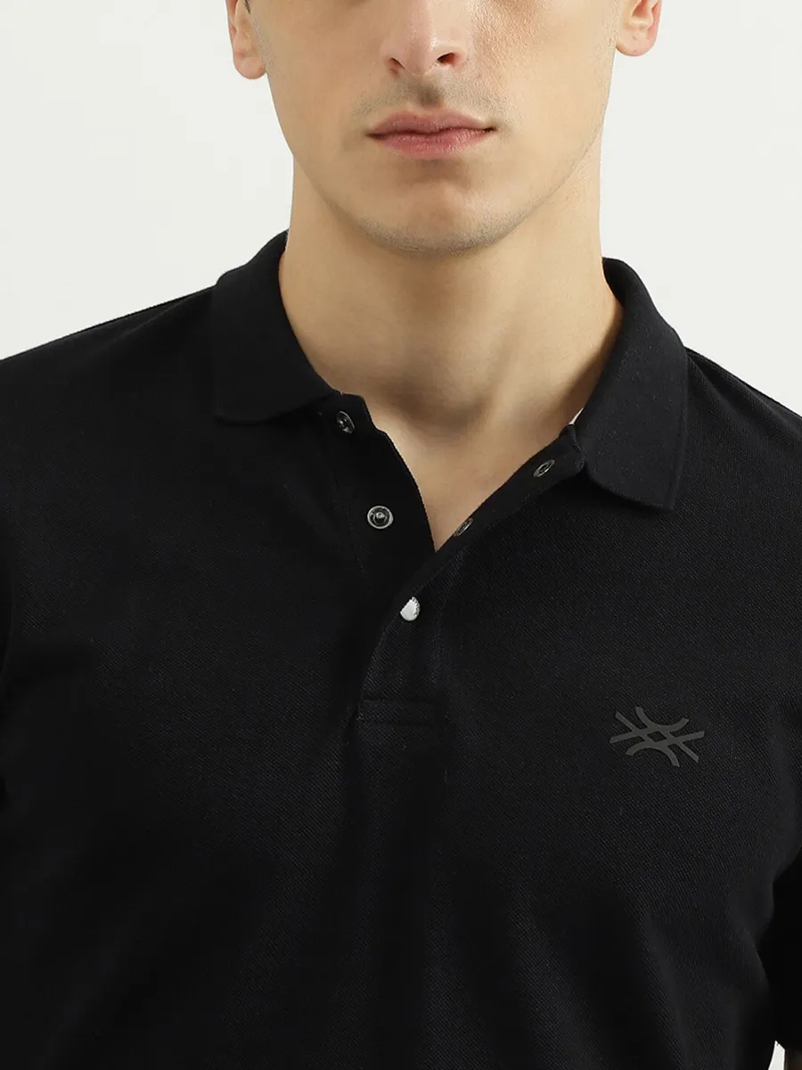 UCB plain black polo t shirt