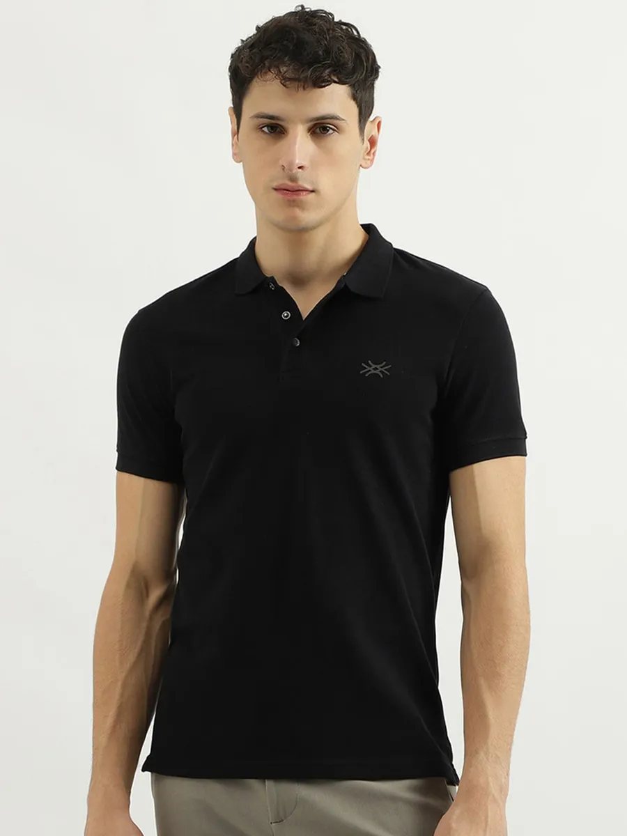 UCB plain black polo t shirt