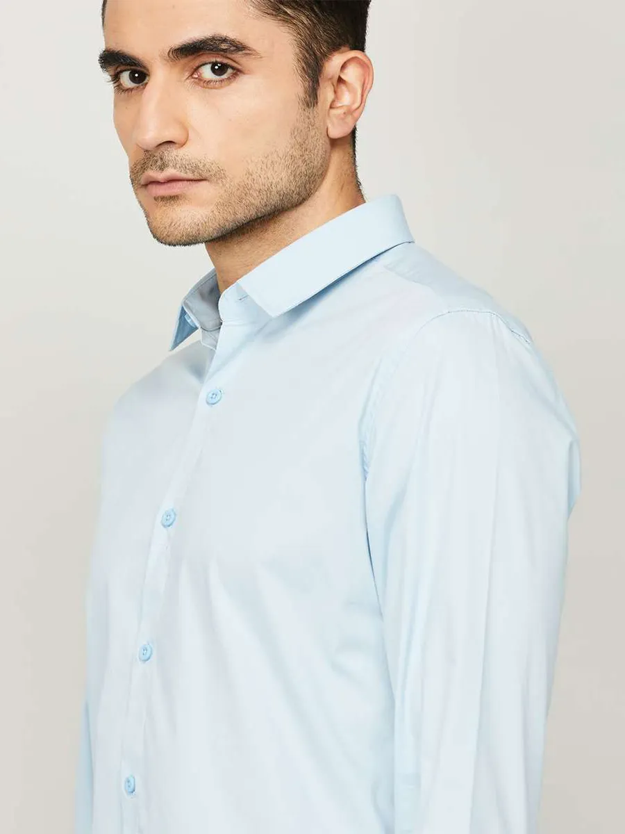 UCB plain casual cotton shirt in powder blue