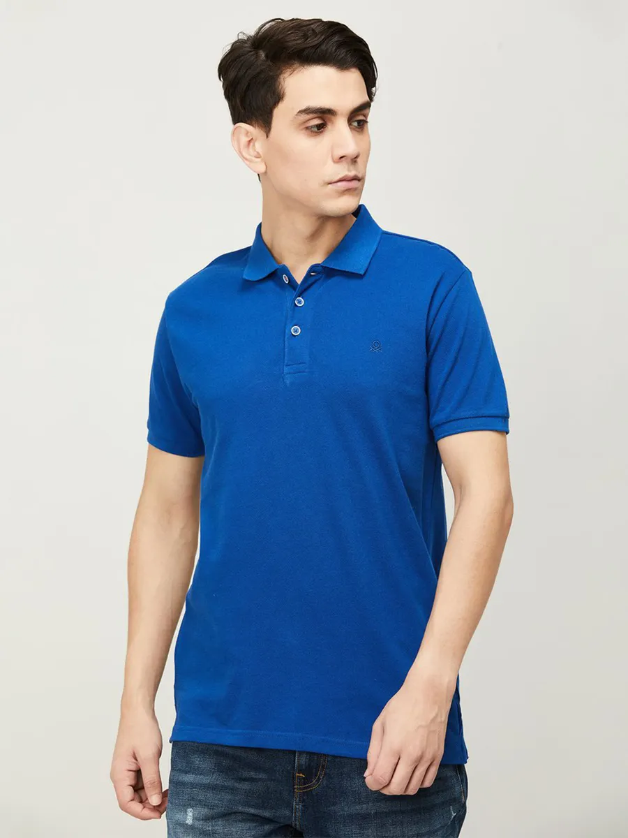 UCB plain cotton casual t shirt in blue