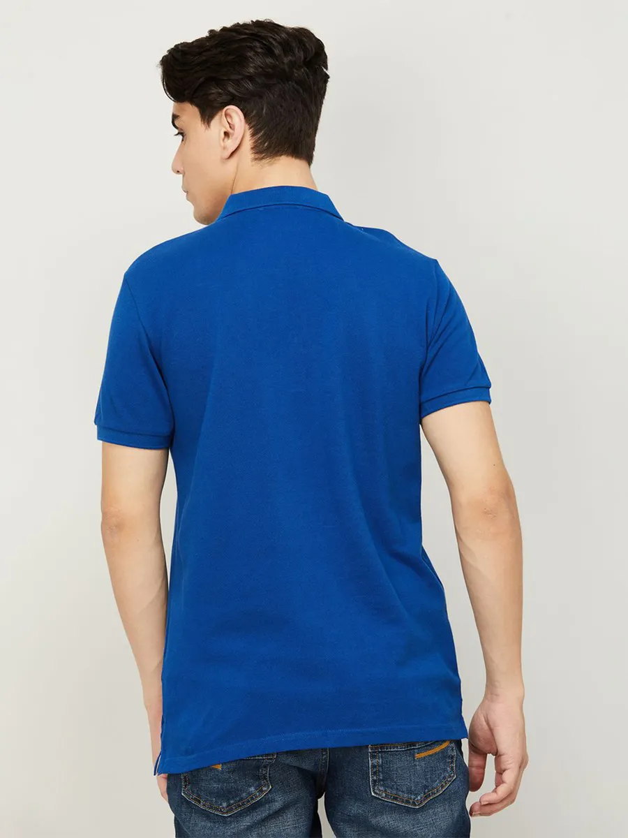UCB plain cotton casual t shirt in blue