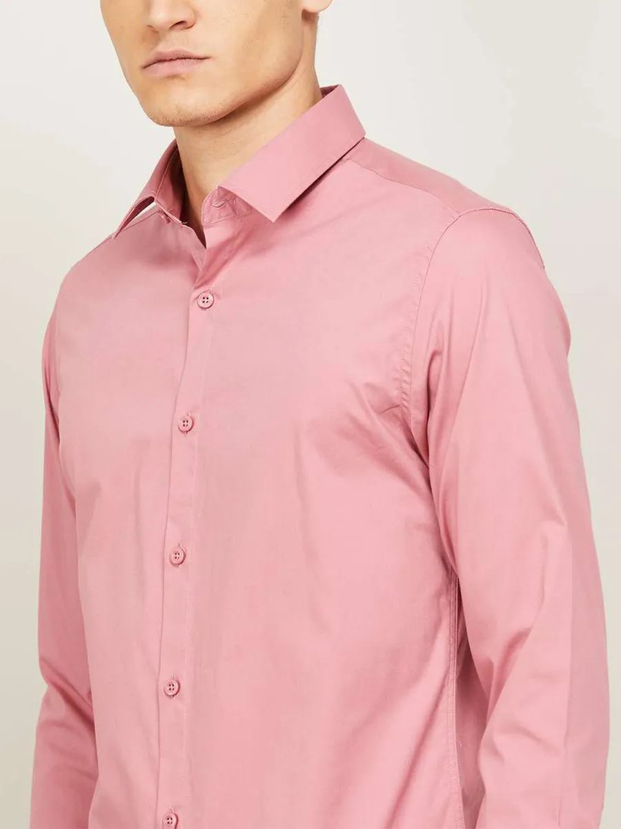 UCB plain cotton shirt in pink for casual wear