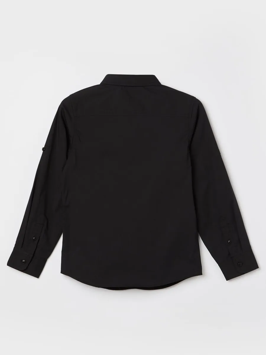 UCB plain black cotton shirt with full sleeves
