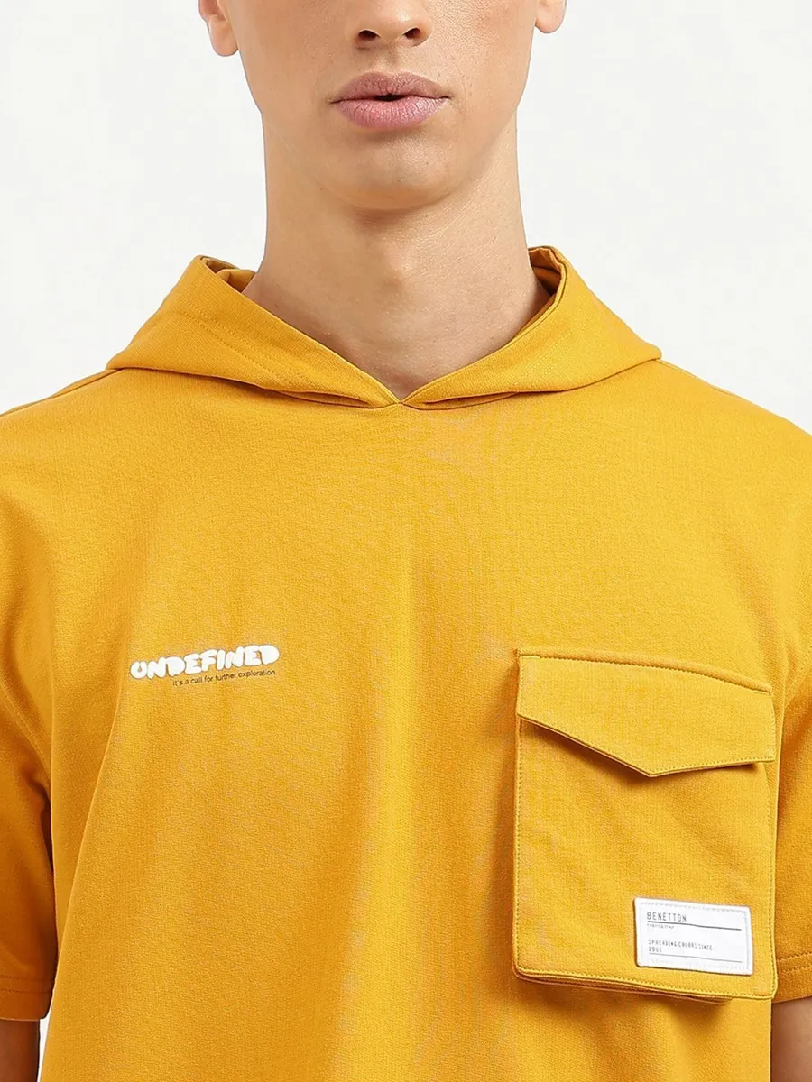 UCB plain yellow cotton hoodie t-shirt