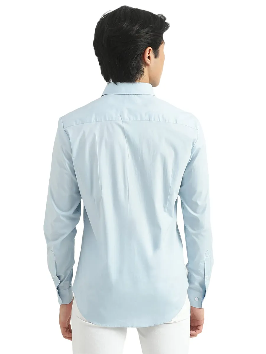 UCB powder blue cotton plain shirt for men