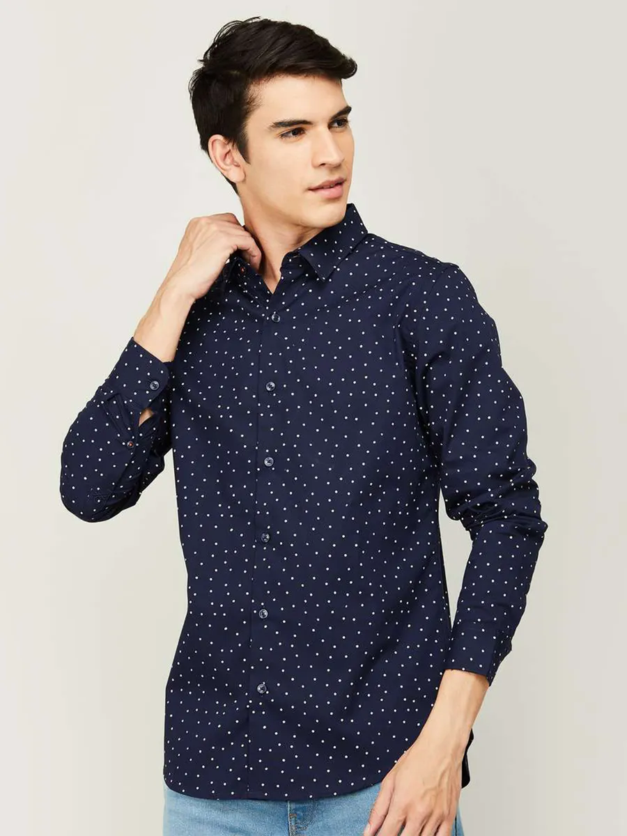 UCB printed navy men casual wear shirt