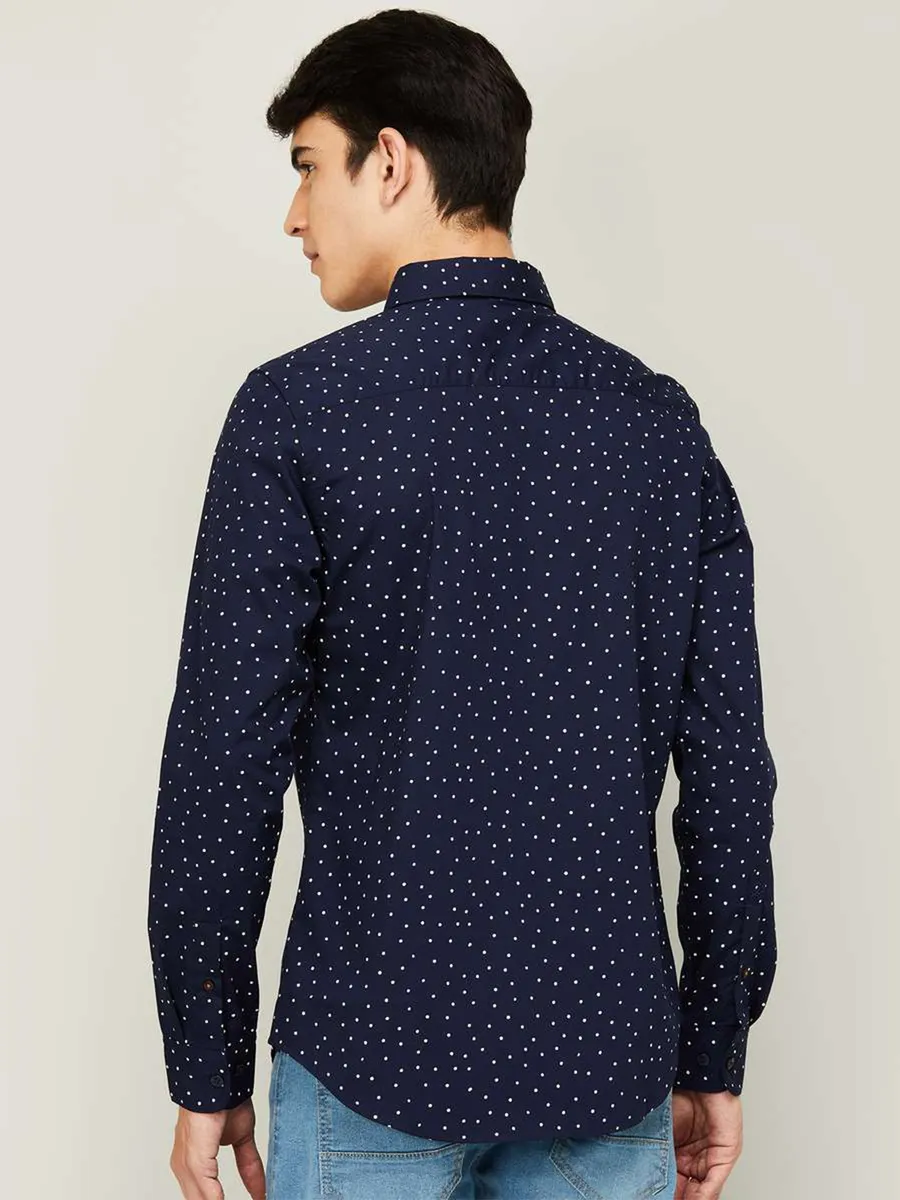 UCB printed navy men casual wear shirt