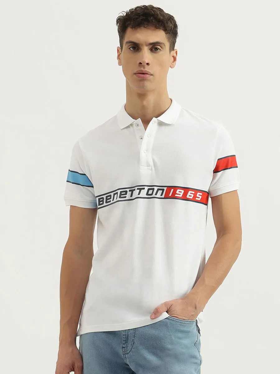 UCB printed white cotton slim fit t-shirt