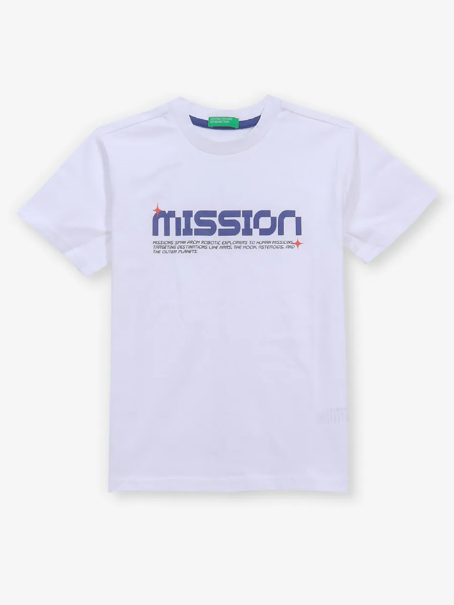 UCB printed white cotton t-shirt for boys