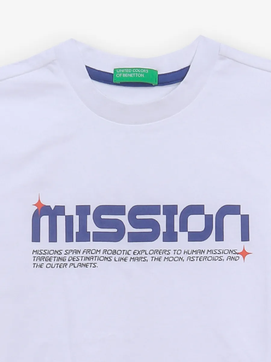 UCB printed white cotton t-shirt for boys