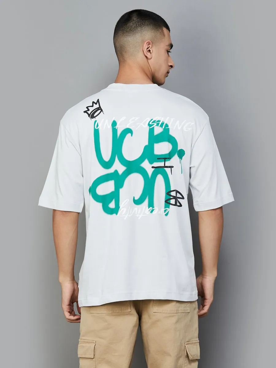 UCB printed white cotton t-shirt for men
