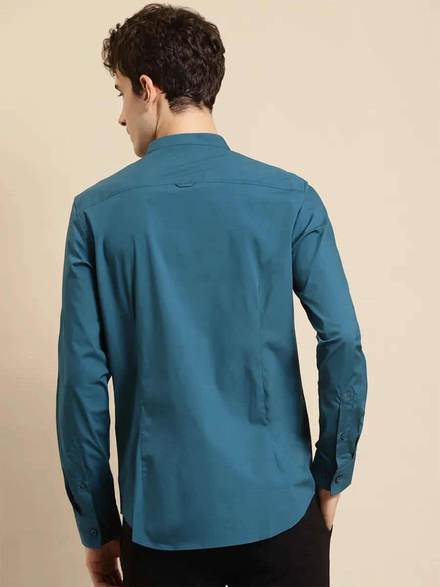 UCB rama blue cotton casual shirt for mens