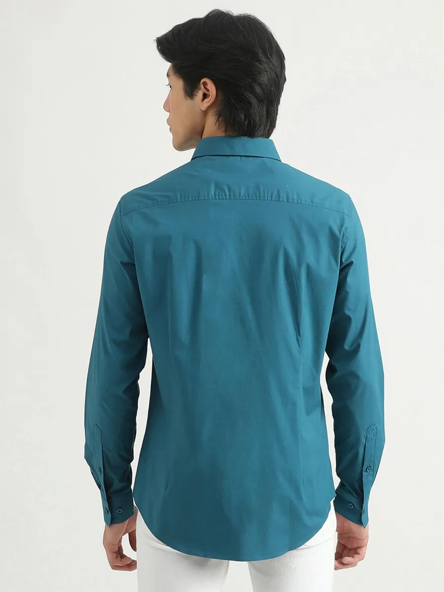 UCB rama blue plain casual shirt