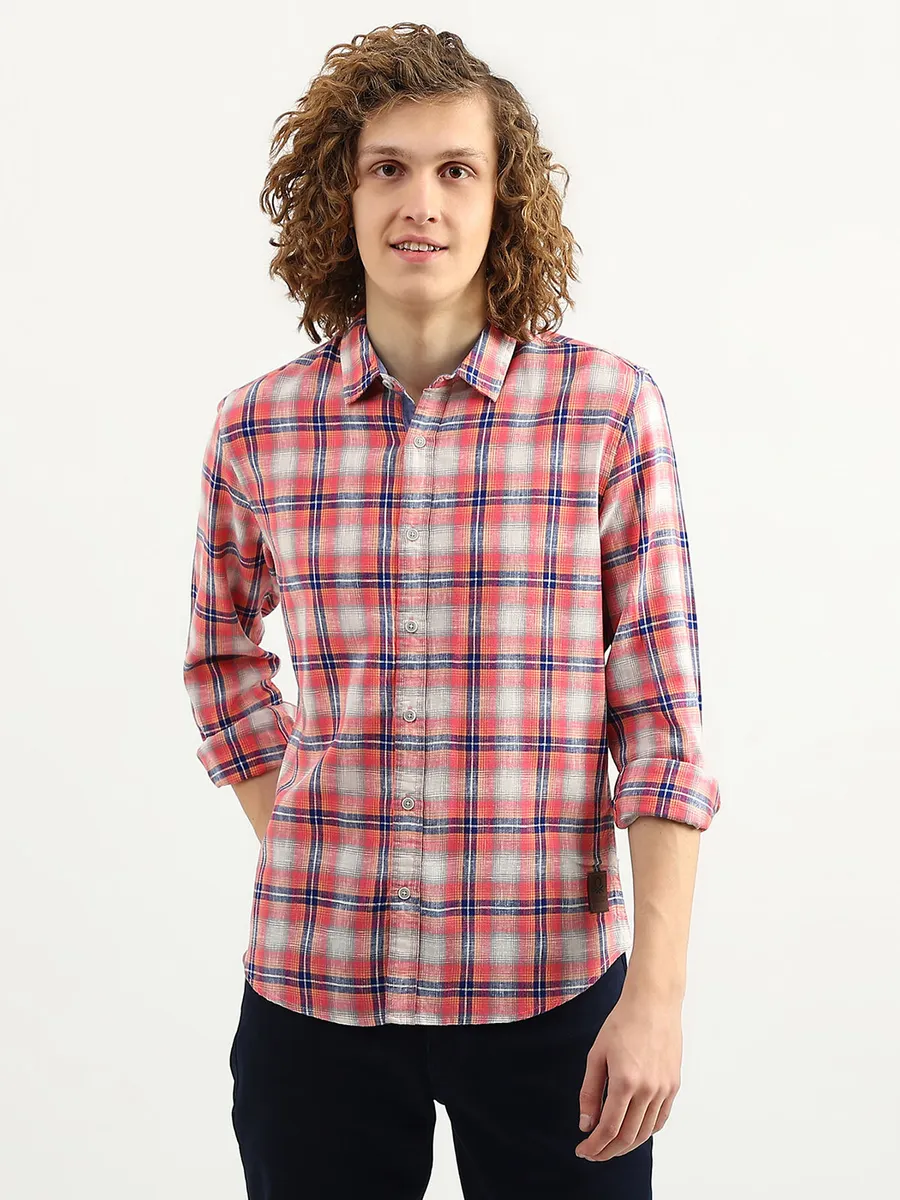 UCB red checks cotton full sleeves shirt