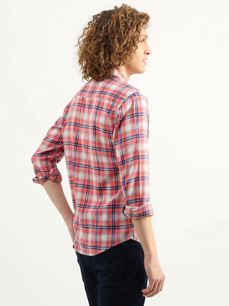 UCB red checks cotton full sleeves shirt