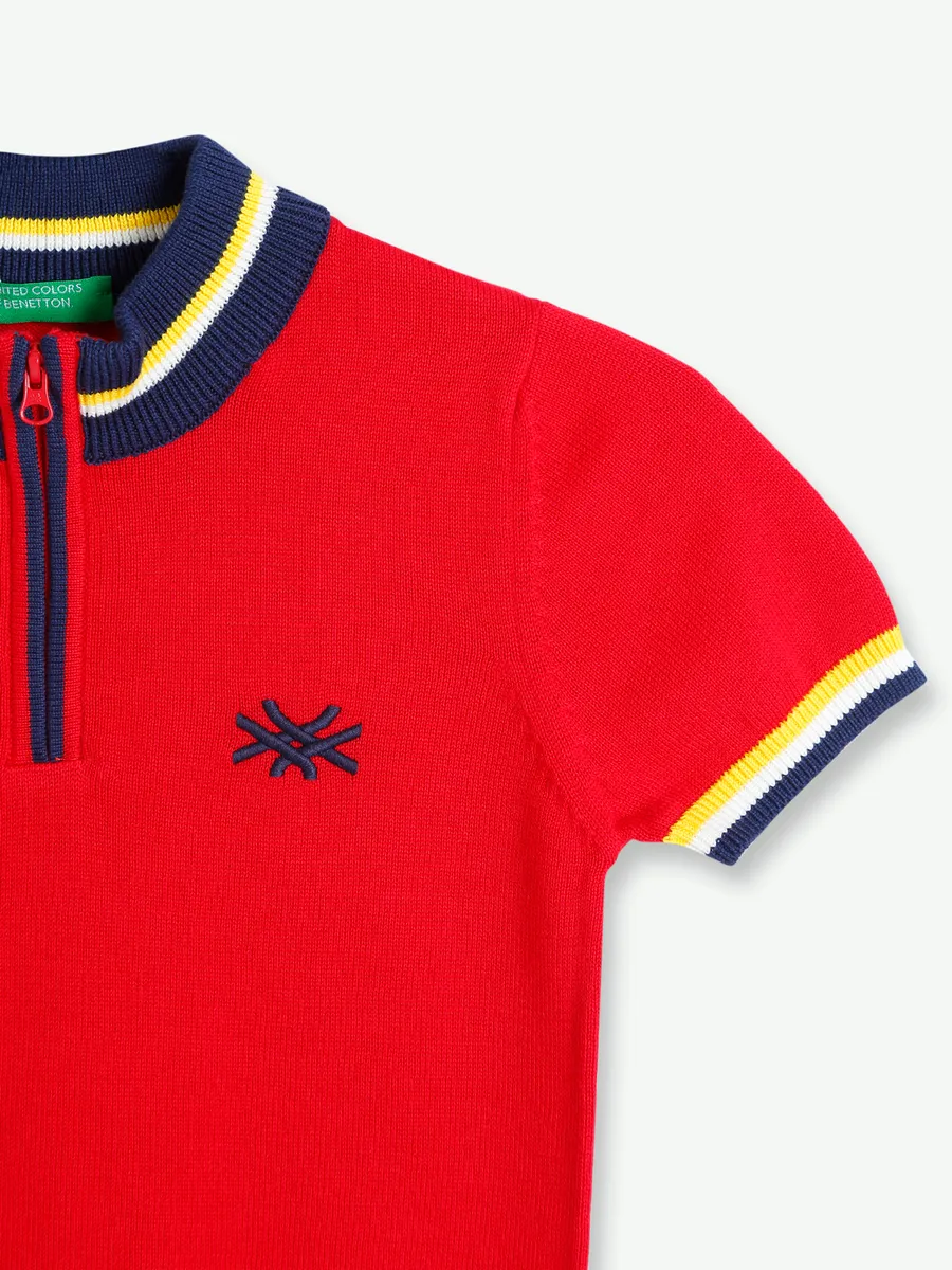 UCB red plain knitted t shirt