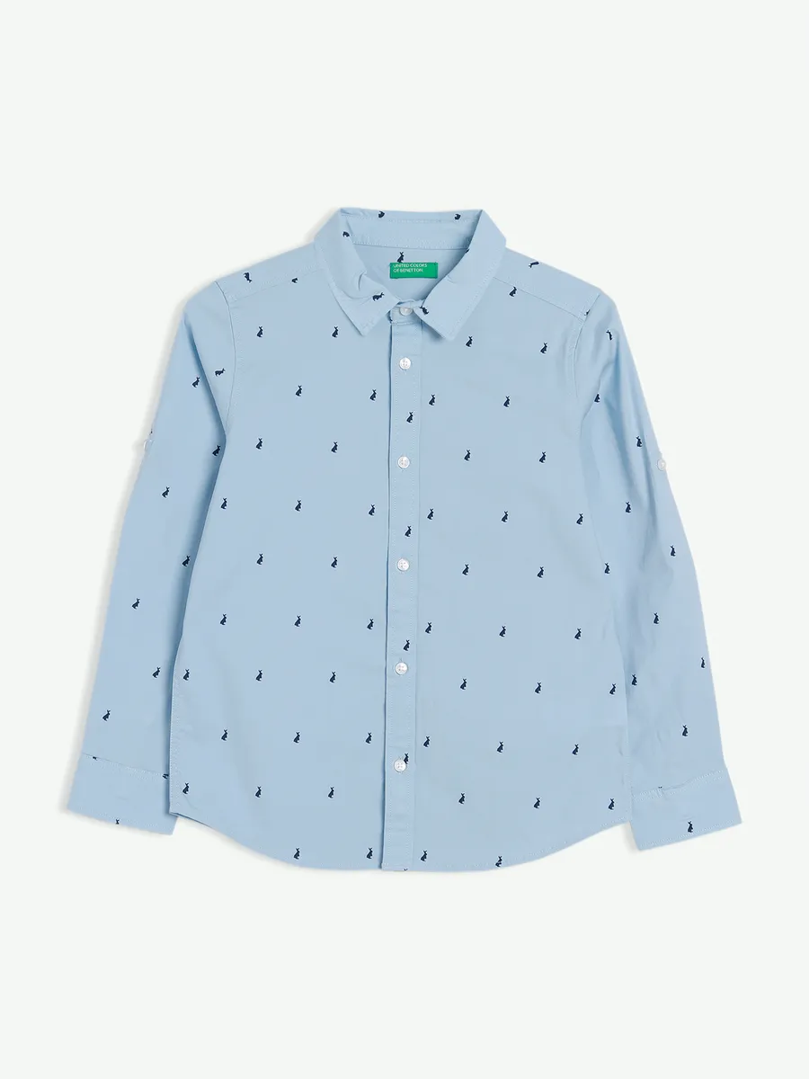 UCB sky blue casual full sleeves shirt