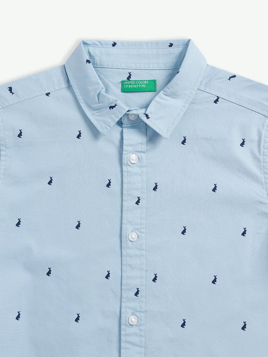 UCB sky blue casual full sleeves shirt