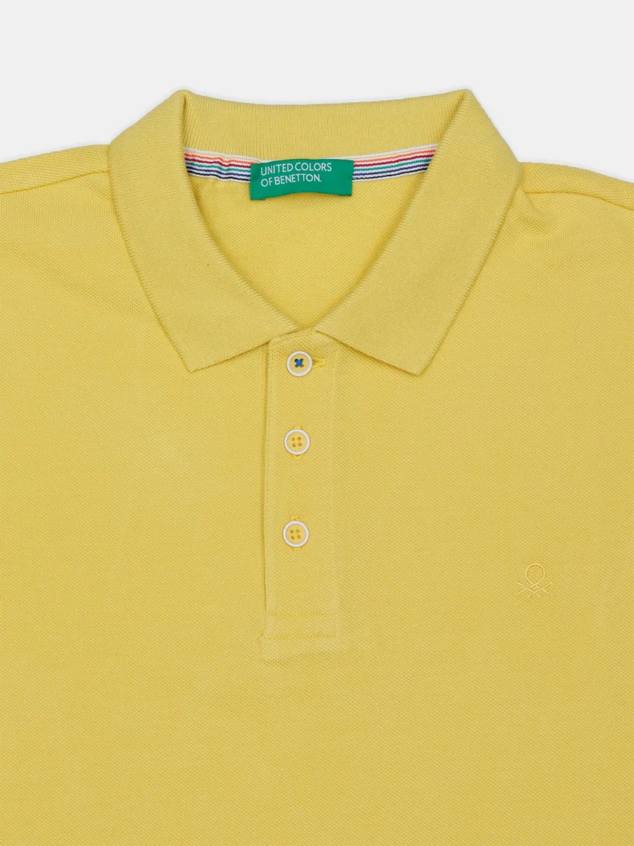 UCB slim fit cotton yellow t shirt