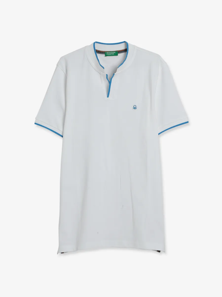 UCB white cotton regular fit polo t shirt