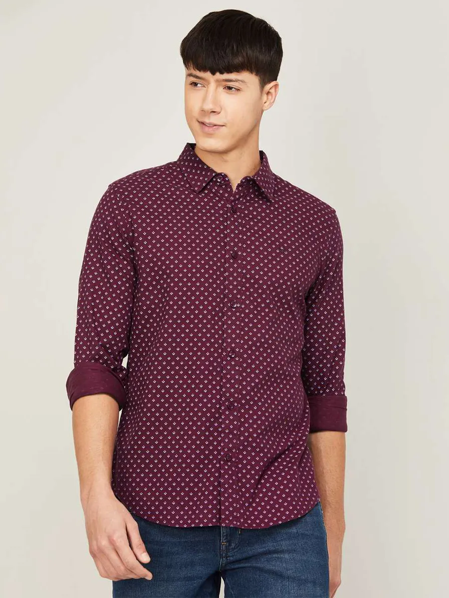 UCB wine shaded cotton casual shirt