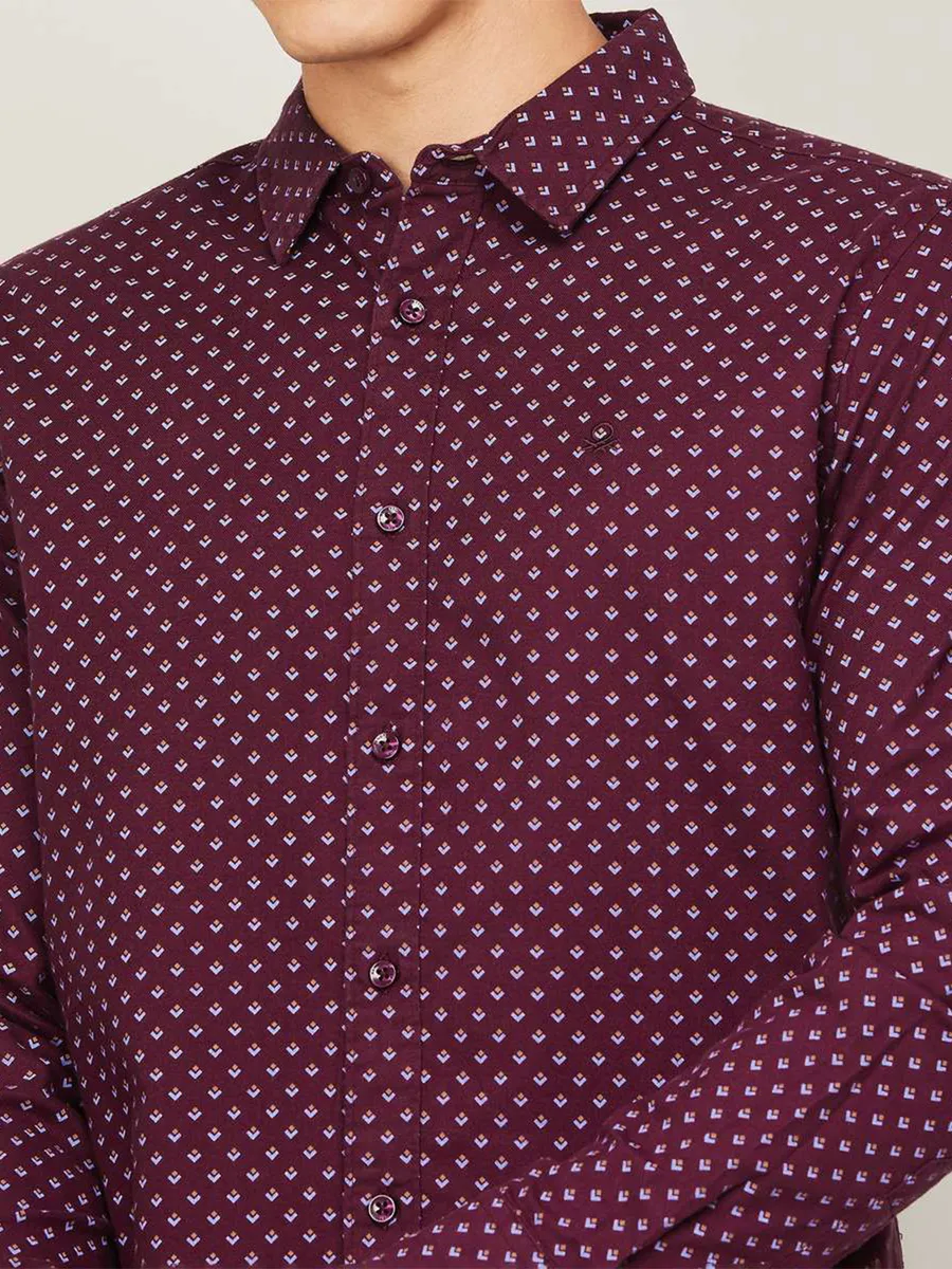 UCB wine shaded cotton casual shirt