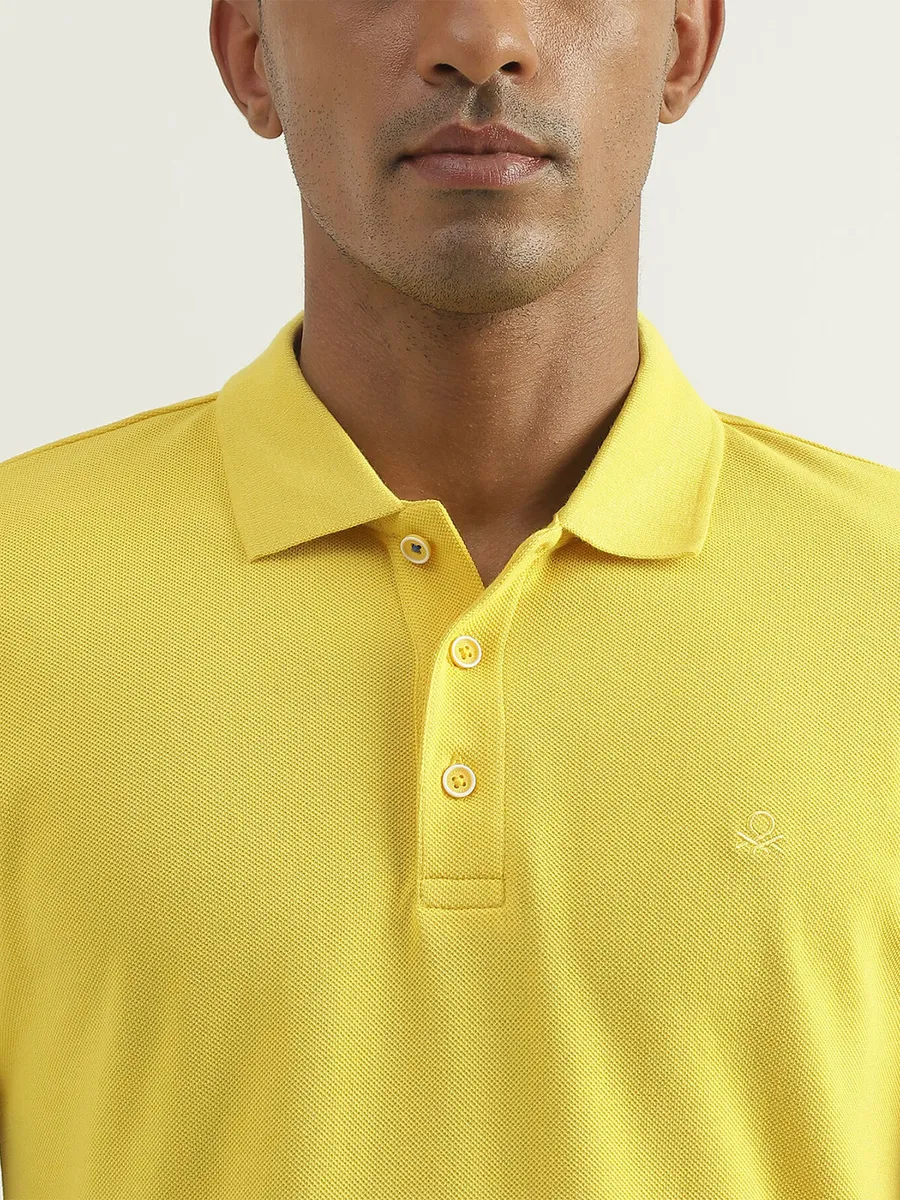 UCB yellow plain half sleeves t shirt