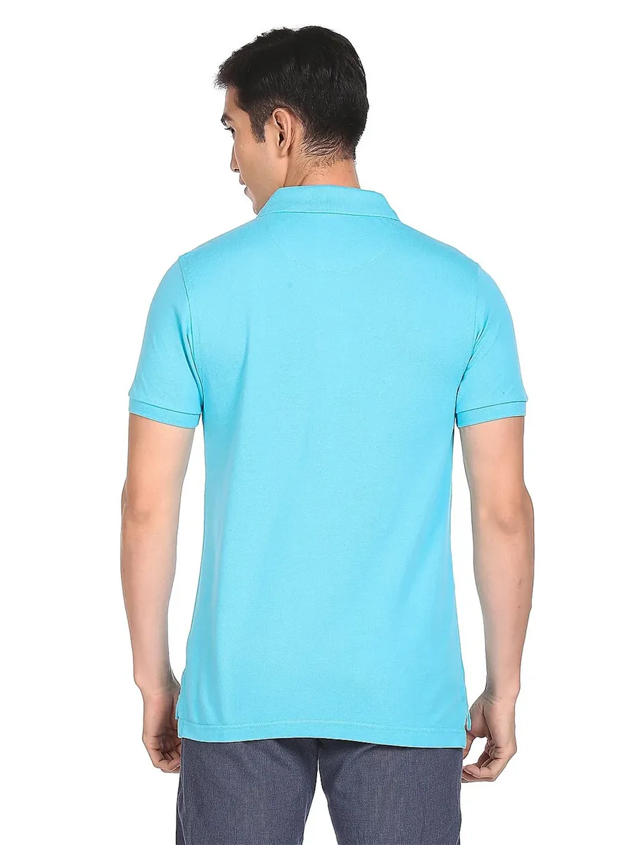 US Polo aqua cotton plain slim fit t shirt