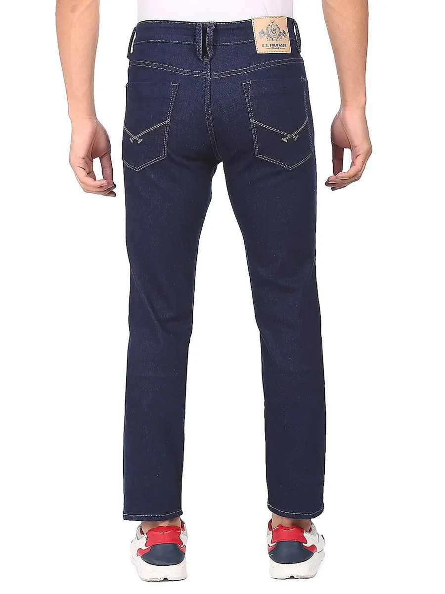 US Polo navy solid denim jeans for men