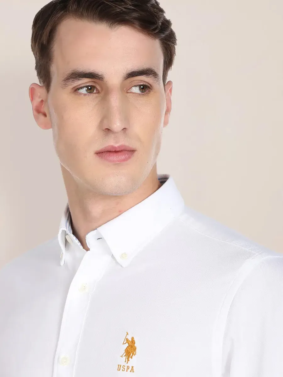 US POLO plain white casual wear mens shirt