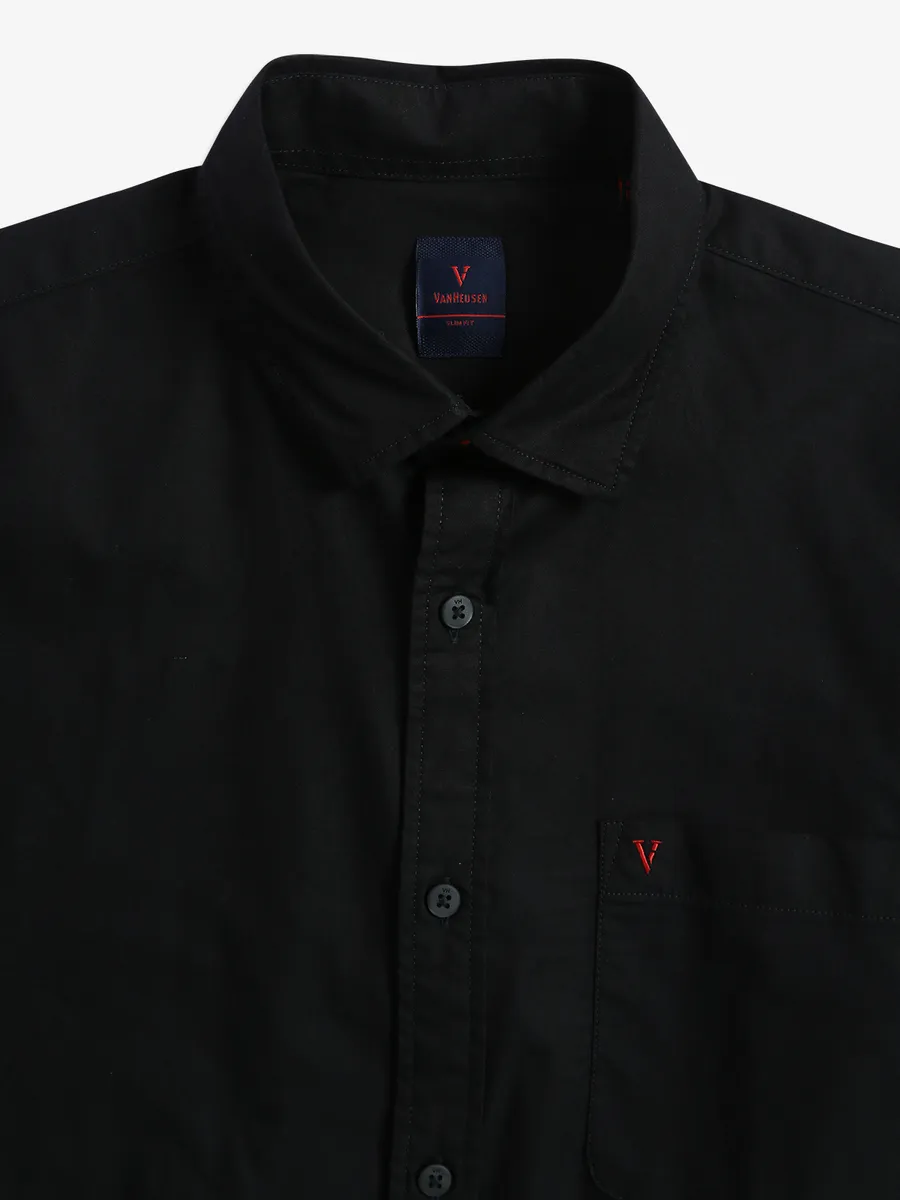 Van Heusen black cotton plain shirt