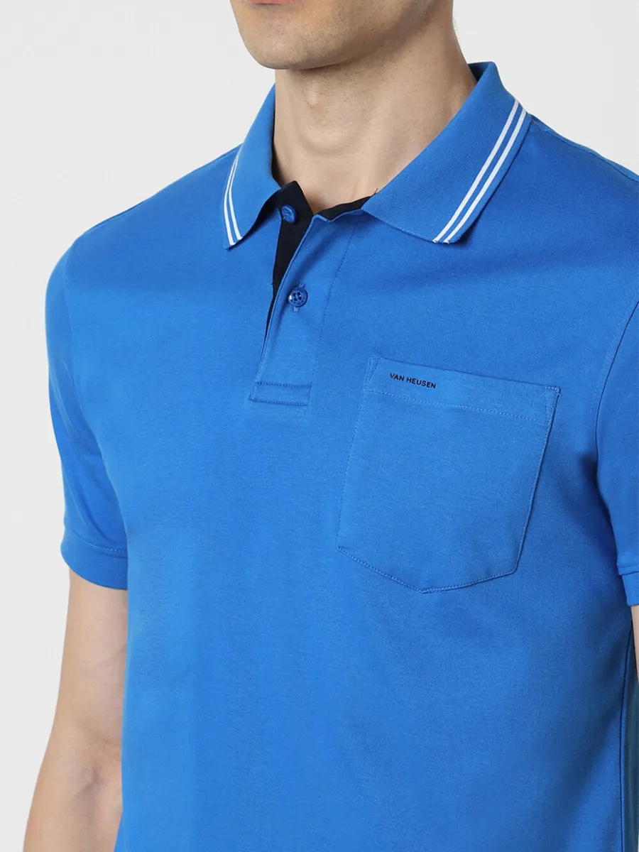 VAN HEUSEN blue plain cotton t-shirt