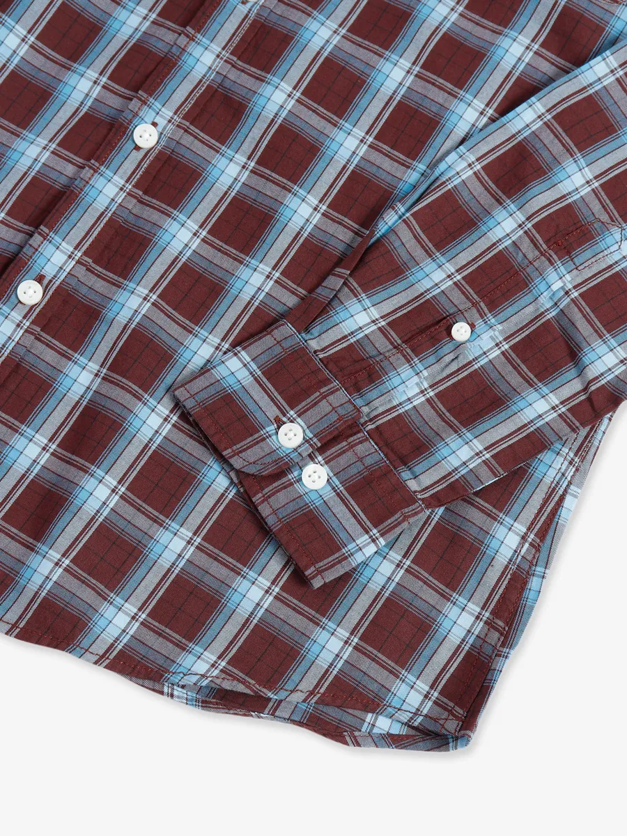 Van Heusen brown checks cotton shirt