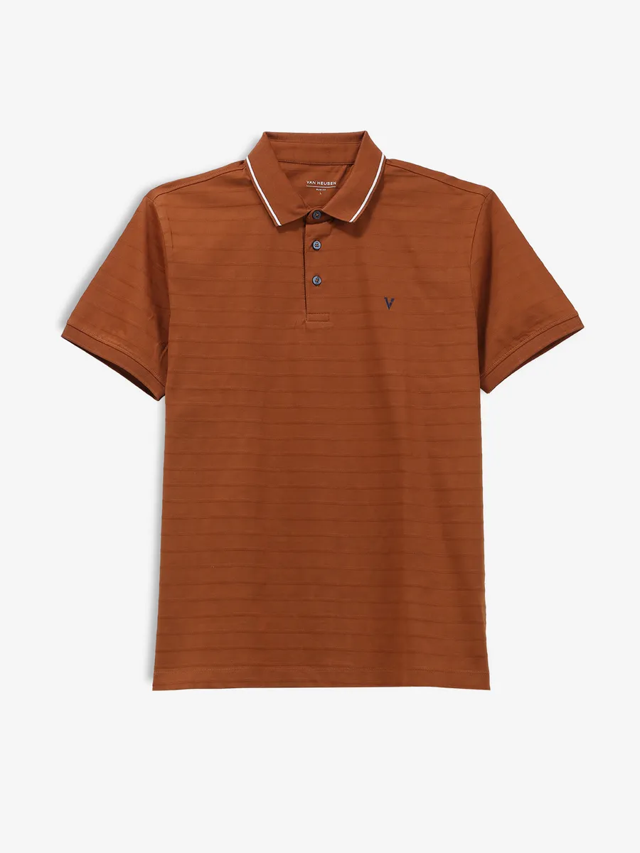 VAN HEUSEN brown stripe cotton t-shirt