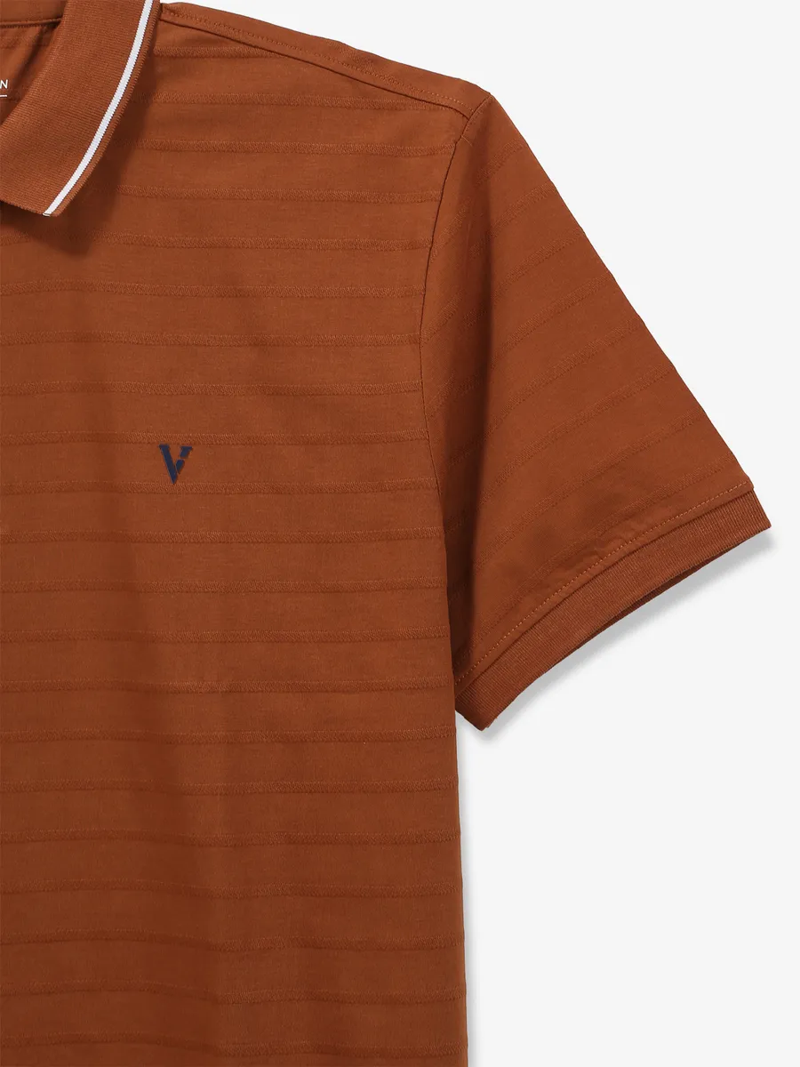 VAN HEUSEN brown stripe cotton t-shirt