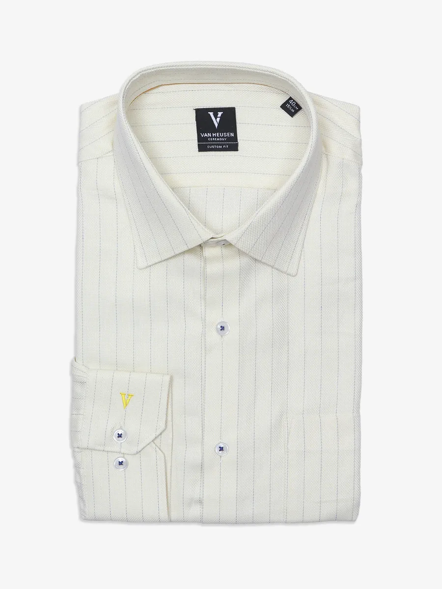 Van Heusen cotton light yellow stripe shirt