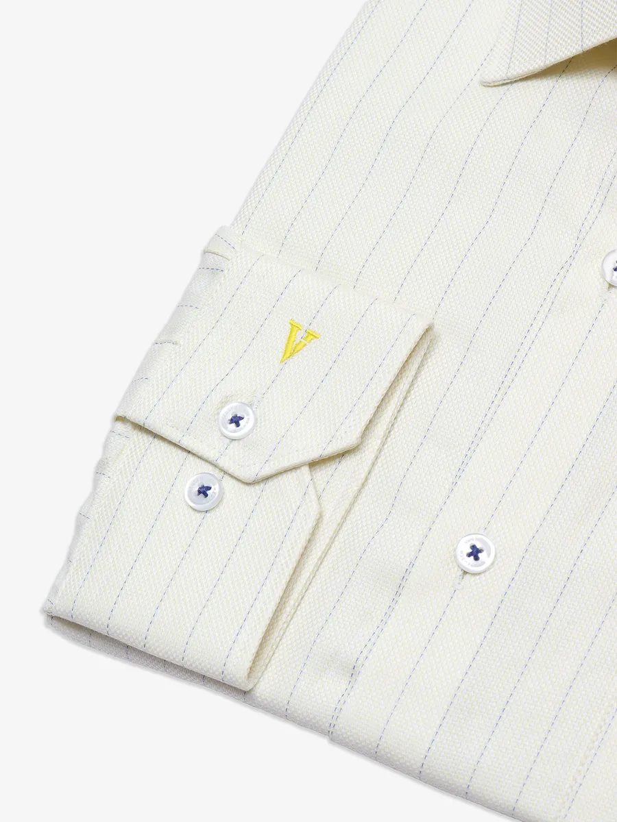 Van Heusen cotton light yellow stripe shirt
