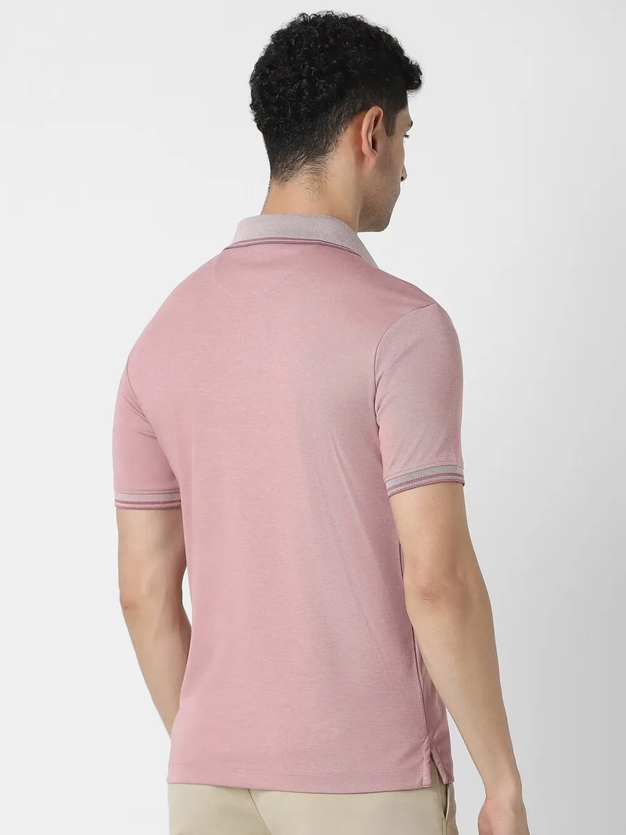 VAN HEUSEN light pink plain cotton t-shirt
