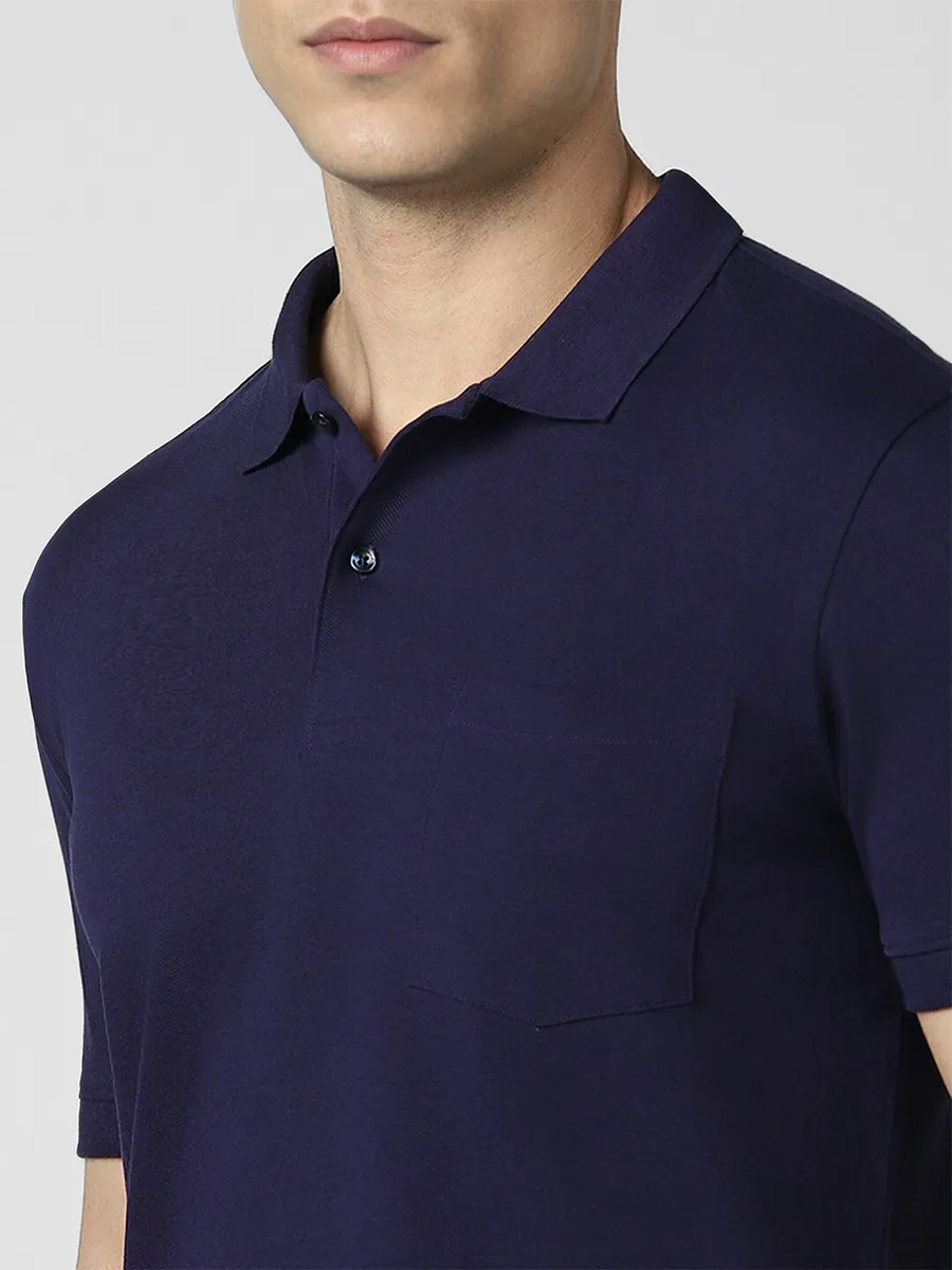 VAN HEUSEN navy plain polo t-shirt