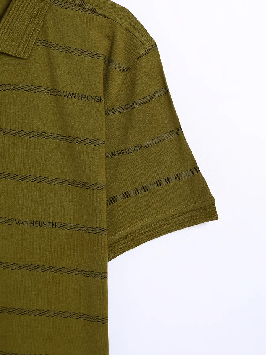 Van Heusen olive stripe cotton t shirt