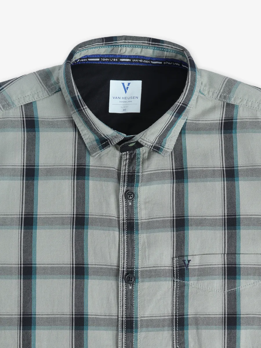 Van Heusen sage green checks shirt