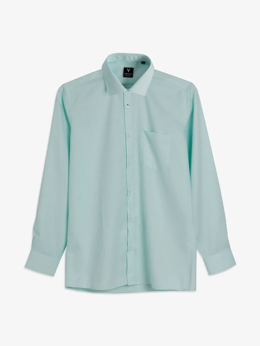 Van Heusen sea green textured cotton shirt