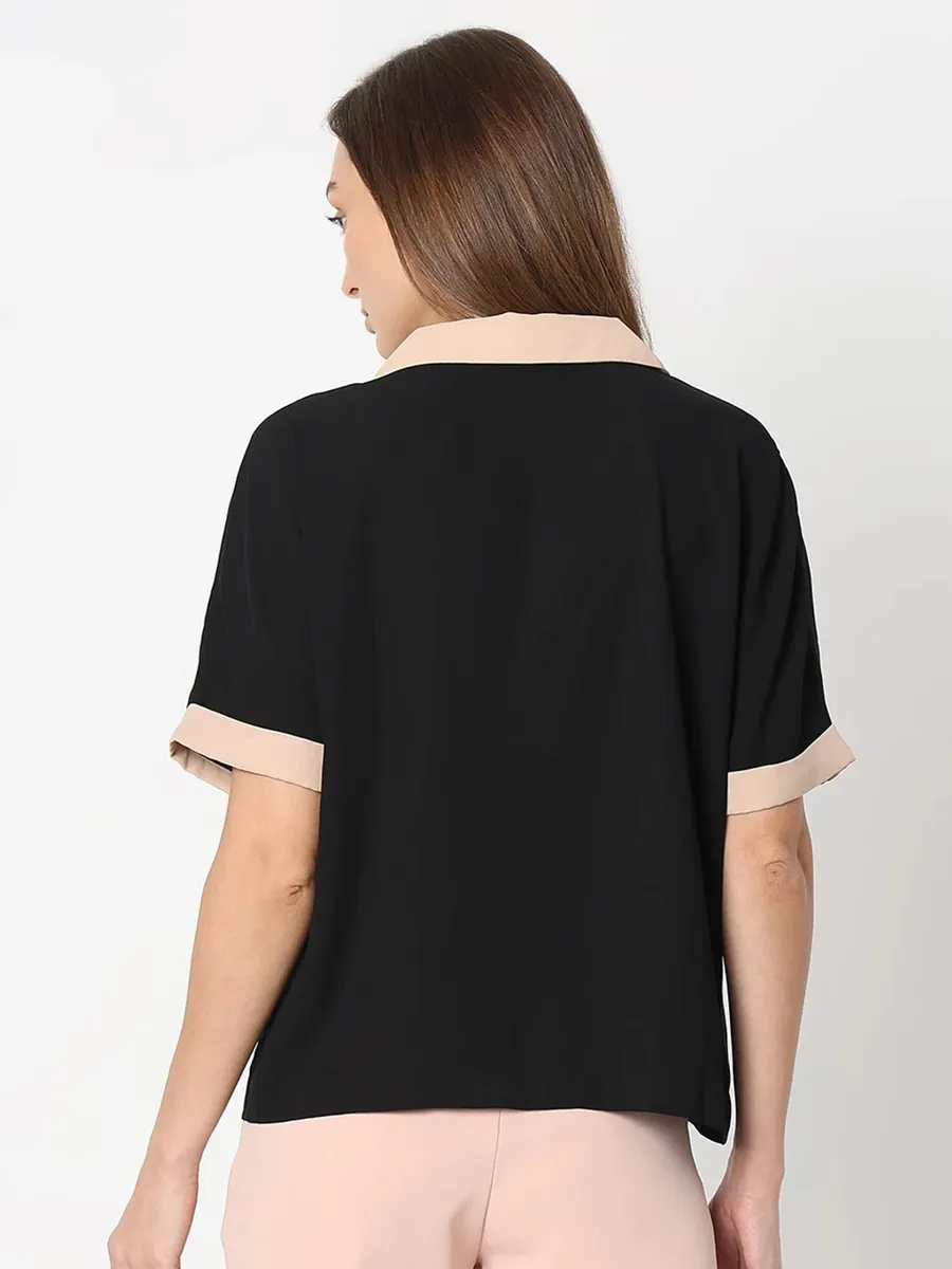 VERO MODA black contrast tape top