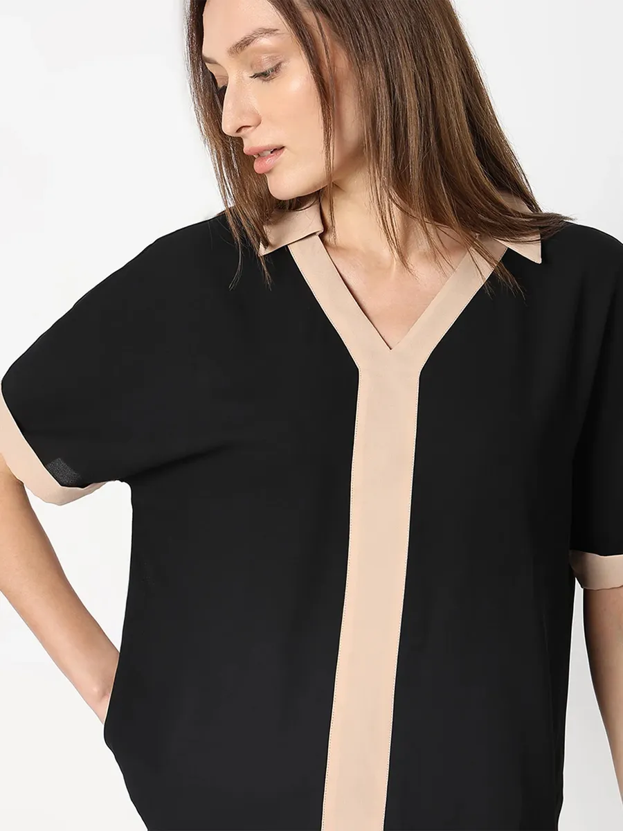 VERO MODA black contrast tape top