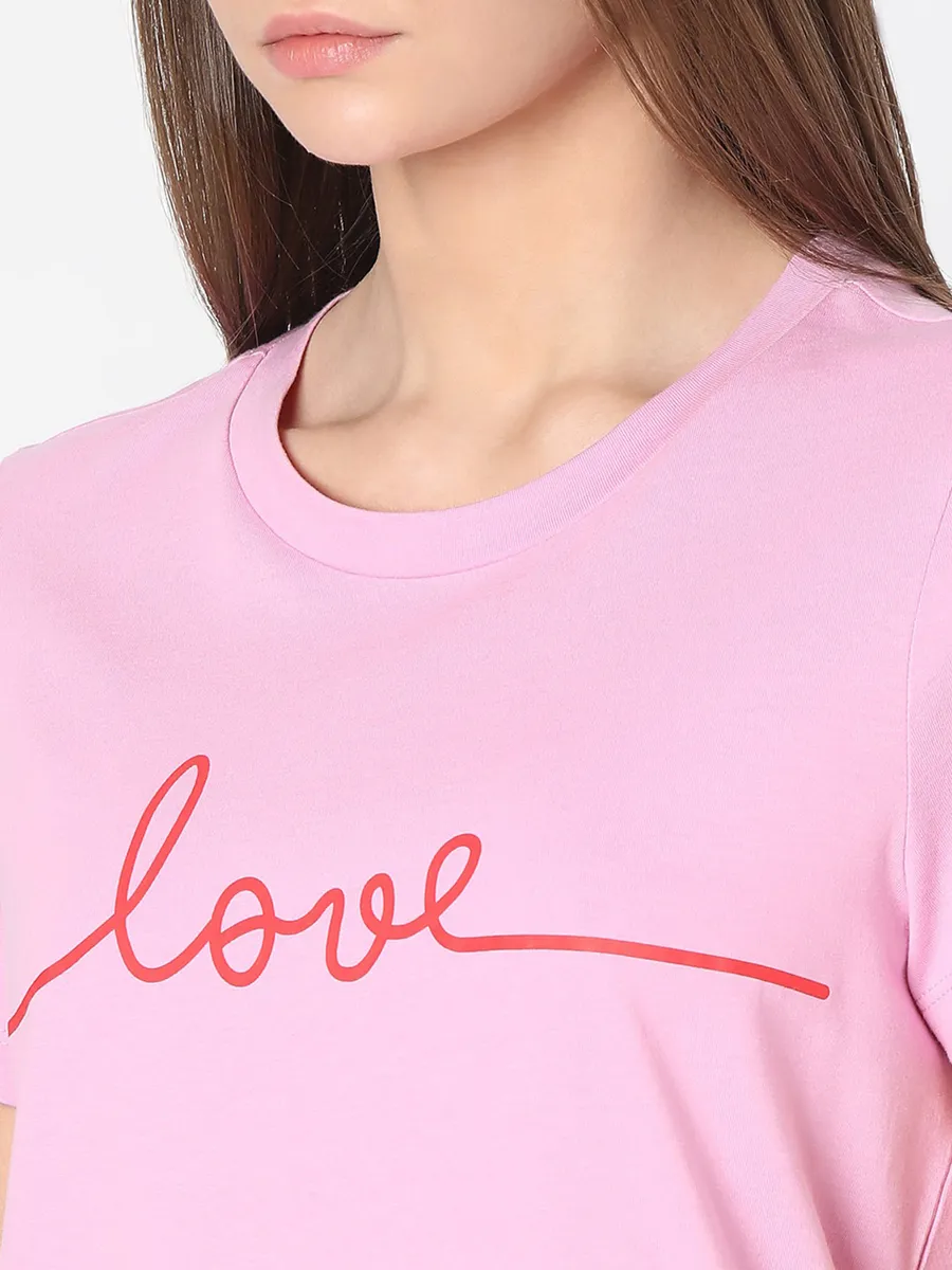 VERO MODA pink cotton casual t-shirt