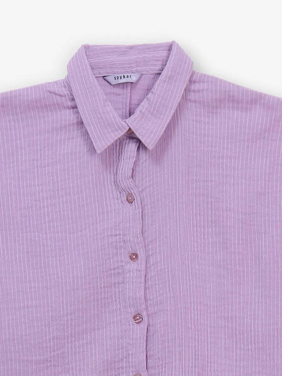 Violet cotton shirt with stripe
